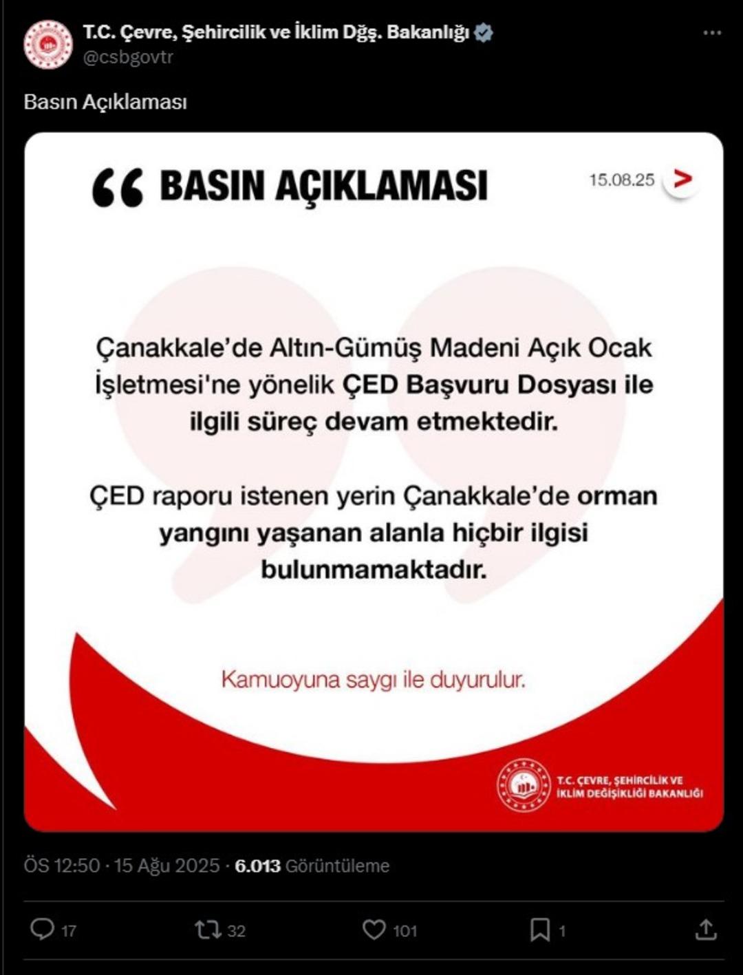 Çanakkale'nin ateşinde, madenin suçlamalarının bir reddi vardı: 