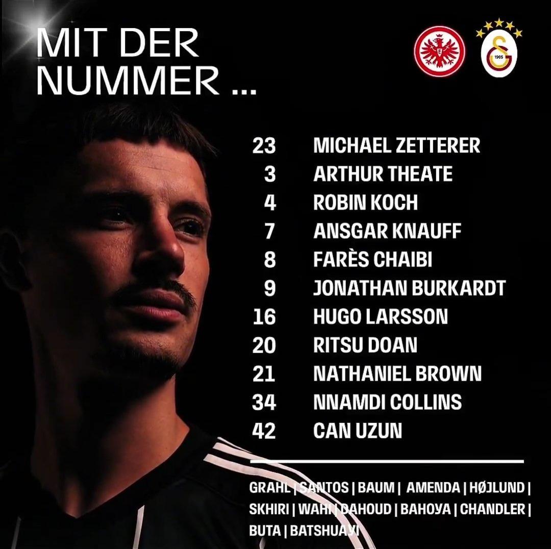 Galatasaray Şampiyonlar Ligi ilk maçta sahadan uzak olan Eintracht Frankfurt ilk ilan edilen 11 olacak! 2