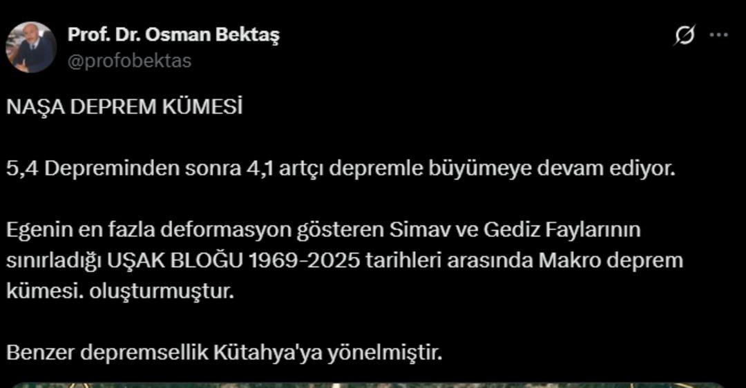 Son depremlerden sonra uyardı: Uşak, Baliekesir, Kütahya .... 1969'dan beri genişletildi, şimdi Makro Deprem Seti 2